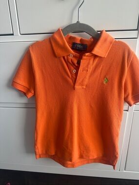 Polo by Ralph Lauren Kids Bright Orange Short Sleeve Polo with Green Pony